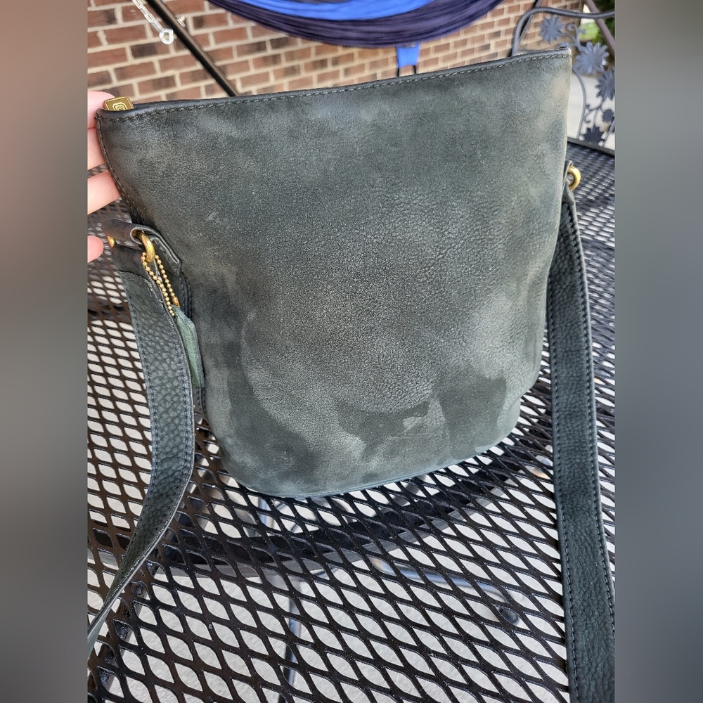 Vintage Coach Spruce Sonoma Small Bucket Zip Nubuc Green 4933